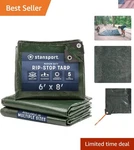 Stansport 6' X 8' Waterproof Tarp - Dependable Dark Green Cover For Outdoors. Fixed Price $19.99.