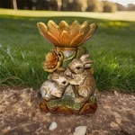Tii Collections Ceramic Flower Bird Feeder Adorned With Bunnies. 8 Tall. Fixed Price $14.25.