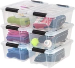 Iris Usa 13 Stackable Plastic Storage Bins With Lids, 6 Pack Qt, Clear. Fixed Price $50.05.