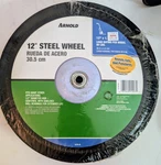 New Arnold Universal 12" X 1.75" Steel Wheel 1/2" Ball Bearing Hub Replacement. Fixed Price $35.00.