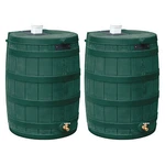 Good Ideas Rain Wizard Water Storage 50 Gallon Capacity Barrel, Green, (2 Pack). Fixed Price $299.98.