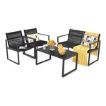 Pemberly Row 4-PIECE Patio Furniture Conversation Set For Garden Deck In Black. Fixed Price $478.90.