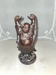 Vtg. Hand Carved Dark Exotic Wood Joyful/happy Buddha Statue 8 Inches High. Fixed Price $20.00.