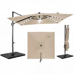 10 Ft Cantilever Patio Umbrella W/32 Solar Led Lights, 360 Rotation, Easy Tilt. Fixed Price $159.99.