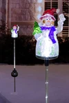 Set Alpine 34" Outdoor Solar Snowman Fiber Optic Lawn Yard Stakes Led Christmas. Fixed Price $34.99.