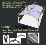 10'X20' H. Duty 1-3/8'' High Peak Carport Canopy Kit Silver *poles Not Included. Fixed Price $145.99.