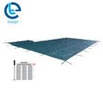 Green Mesh Pool Safety Cover For 20X40 Rectangle With 4X8FT Right End Step. Fixed Price $318.20.