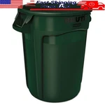 Indoor Round Trash Bin 32 Gallon Durable Plastic Waste Container Stackable Green. Fixed Price $55.53.