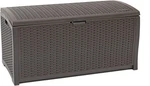 Suncast DBW9200 99 Gallon Outdoor Wicker Plastic Patio Storage Chest Bin With Ha. Fixed Price $358.09.