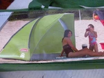Coleman 7'-6" X 4'-5" Beach Shade Sets Up Minutes. Fixed Price $52.95.