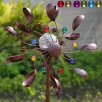 Solar Kinetic Double Wind Spinner Garden Stake Multicolor Outdoor Yard Art 75"H. Fixed Price $39.98.