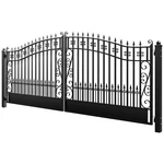 Zumi 16X6 Ft. Dual Swing Driveway Gates Weatherproof Iron Kit For Outdoor. Fixed Price $1619.99.