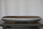 Japanese Bonsai Pot Tokoname Yamafusa 16.1"(41CM) Blue Glazed Oval X150. Fixed Price $130.00.