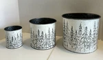 Rustic White Weathered Stamped Metal Tree Planters Set /3 Sullivans Gifts. Fixed Price $27.95.