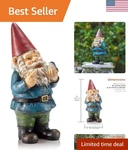 Whimsical 12" Tall Gnome Statue With Bird Accent - Perfect For Gardens & Yards. Fixed Price $27.19.