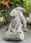 Vtg-concrete Cement 9 Squirrel Heavy Stone Garden Statue Animal-w/log-acorn. Fixed Price $99.00.