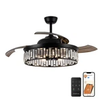 Parrot Uncle 52 In. Indoor Matte Black Smart Crystal Ceiling Fandelier. Fixed Price $179.00.