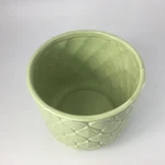 Napcoware Ceramic Light Green Glazed Pot Planter 5" Peacock Feather Pattern. Fixed Price $10.94.