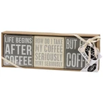Primitives By Kathy Set 3 Coffee Sayings Box Signs 4"X4" Giftable. Fixed Price $11.00.