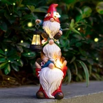 Garden Gnome Statue With Solar Lights Sculptures Funny Triple Outdo. Fixed Price $43.86.
