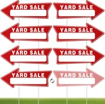 Pc Yard Sale Signs With Stakes, 17" X 6", Double-sided Arrows. Fixed Price $20.46.