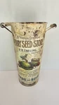 Metal Container Vase For Flower Arrangements Seed & Bulb Store Graphic. Fixed Price $17.95.