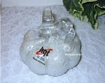 White Textured Hand Blown Glass Small Pumpkin - Twisted Gold Stem Harvest 4". Fixed Price $24.95.