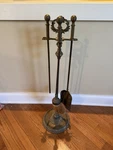 Vintage Brass Fireplace Set Federal Colonial Hearth Stand. Fixed Price $125.00.