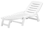 Rolling, Folding, Three Position Reclining Patio Sun Chair, Deck, Lounger White. Fixed Price $129.99.