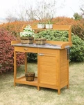 Wooden Potting Bench Garden Planting Center Metal Table Top Tool Storage Cabinet. Fixed Price $289.90.