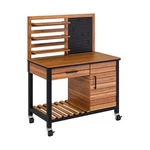 Seville Classics Home Outdoor Acacia Wood Mobile Potting Bench, 48"WX25"DX 60"H. Fixed Price $699.99.