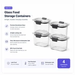 Rubbermaid Brilliance 1.3 Cup Stain-proof Food Storage Container, Set 4. Fixed Price $17.56.