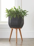 Better Homes & Gardens Black Round Resin Planter Stand Set With Wood Legs. Fixed Price $42.86.