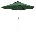 Four Seasons Courtyard 9 Polyester Led Steel Pole Patio Market Umbrella, Green. Fixed Price $62.99.