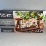 4 Pc Better Homes & Gardens Plant Propagation Station Bhg Clear Vases Wood Stand. Fixed Price $15.99.