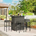 Outsunny Wicker Outdoor Bar Set, High Top Table And Chairs, Gray. Fixed Price $309.99.