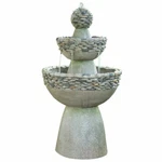 Fountain Stone Look 3 Pedestal Floor Cascading Pebble Tiered Outdoor Gray. Fixed Price $237.99.