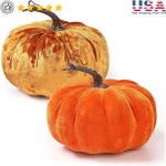 Velvet Pumpkin Decor Set Plush Fall Centerpieces Thanksgiving Halloween Display. Fixed Price $26.52.