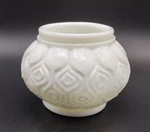 Vintage Milk Glass Peacock Feather Ocelli Eye Dresser Jar, Planter, Votive 3". Fixed Price $10.31.
