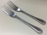 2 Dinner Forks Update International Stainless UPI1 Beaded Edge Both Round Tip. Fixed Price $19.99.