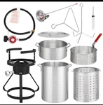King Kooker 1265BF3 Portable Propane Cooker Set With Pot, Basket, Lid. Fixed Price $115.00.