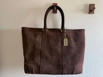 Coach Men Brown Suede Tote Bag Large Capacity Leather Auth. Fixed Price $303.77.