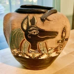 Vintage Egyptian Gods Hand Crafted Pottery Vase Painted Unique!!. Fixed Price $64.99.