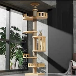 Wooden Floor Ceiling Cat Tree Tower Natural Sisal Rope Scratching Post. Fixed Price $130.14.