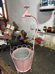 Rustic Pink Metal Outdoor Garden Hose Bib Lawn Faucet Planter Basket Holder. Fixed Price $65.00.