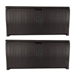 Suncast 99 Gallon Deck Garden Garage Home Wicker Resin Pool Box, Mocha (2 Pack). Fixed Price $319.98.