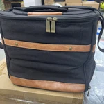 Insulated Black Canvas & Leather Bag Hand Travel Food Drinks Beer Cooler S14. Fixed Price $21.99.