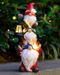 Garden Gnome Statue With Solar Lights Sculptures Funny Triple Ou.... Fixed Price $47.99.