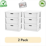 2 Pack Sterilite Wide 3 Drawer Storage Unit, Decorative Cross-weave Bins, White. Fixed Price $56.29.