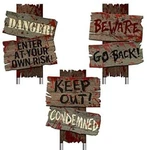 Amscan Beware Halloween Signs Yard Stakes, Have Multiple Warning Messages 3 Ct.. Fixed Price $19.99.
